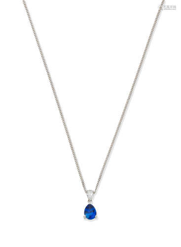 Sapphire and diamond three-stone ring and pendant necklace (2)