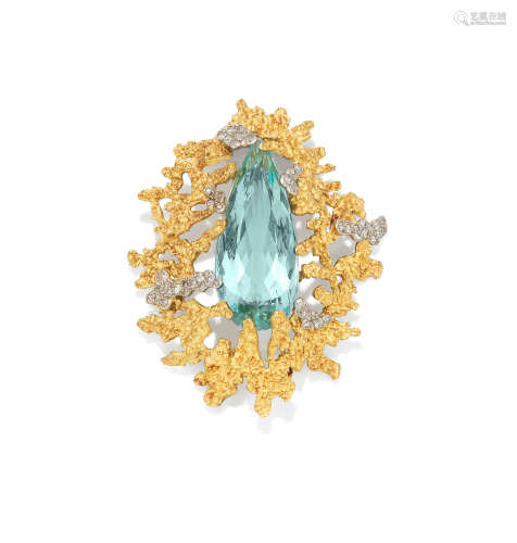 Grima: Aquamarine and diamond brooch, 1967