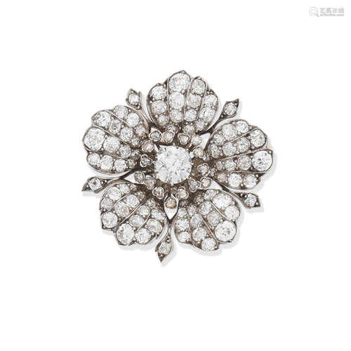 Diamond flower brooch, 19th century