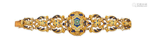 Enamel and diamond bracelet, circa 1840