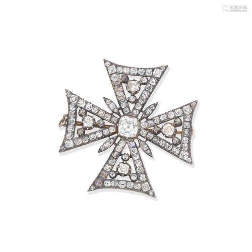 Diamond Maltese cross brooch/pendant, circa 1820