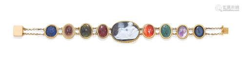 Gem-set cameo and intaglio bracelet, 18th century and earlier