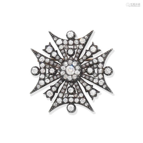 Diamond Maltese cross brooch/pendant, 19th century