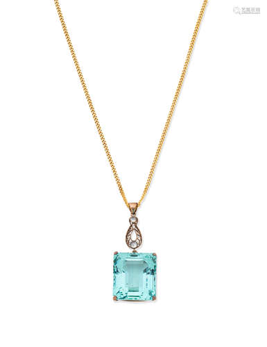 Aquamarine and diamond pendant