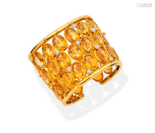 Citrine and diamond cuff