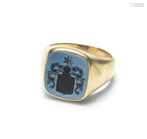 A hardstone seal ring, 19th century