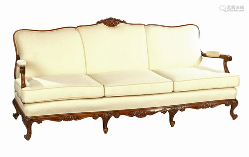 Classic walnut 3-seater sofa