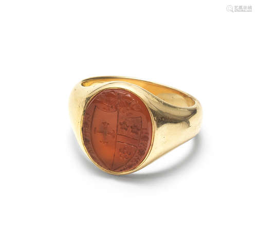 A carnelian seal ring, 19th century