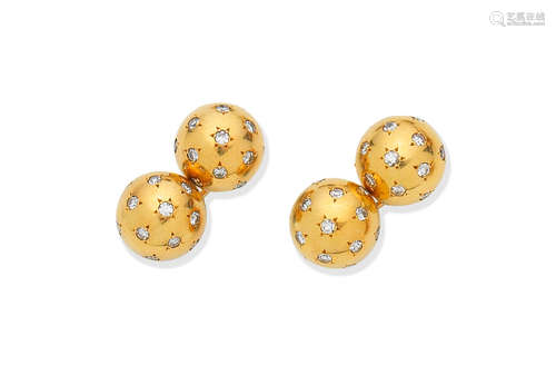 Van Cleef & Arpels: Diamond cufflinks, mid 20th century