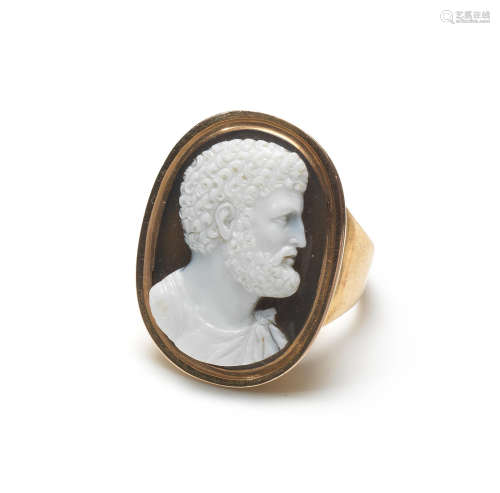 A hardstone cameo of a bearded man, 18th-19th century