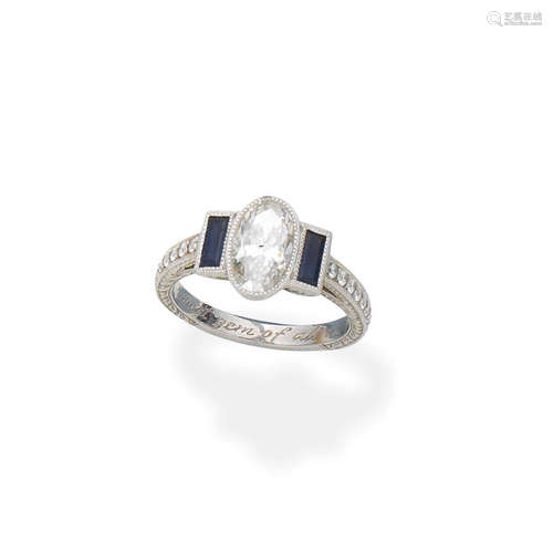 Diamond and sapphire ring