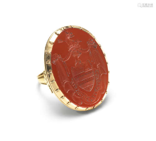 A carnelian seal ring, 19th century