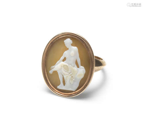 A hardstone cameo of a seated woman, 18th century