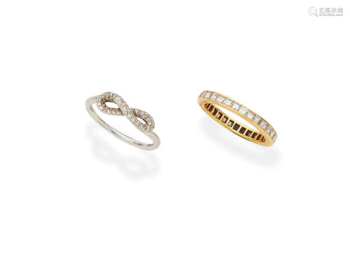 Cartier: diamond eternity ring, 1988, and Georg Jensen: diamond 'Infinity' ring