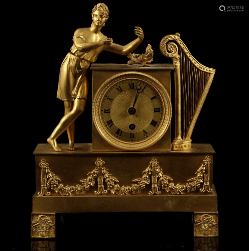 Fire gilded mantel clock