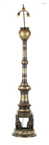 Asian 2-bulb cloisonne floor lamp