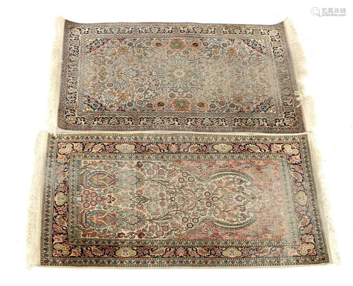 2 oriental half-silk rugs