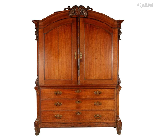 Oak cabinet with 2-door top cabinet