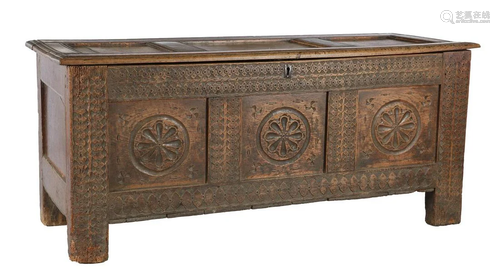 Solid oak 18th century chest