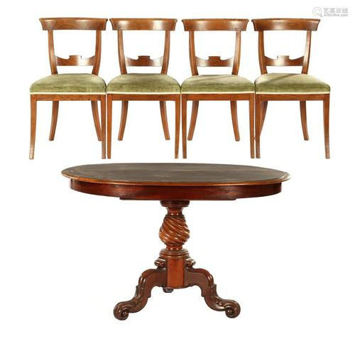 Oval walnut diningset