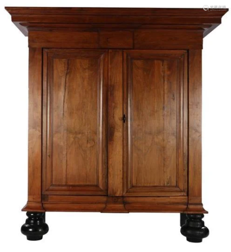 Walnut veneer on oak 2-door cabinet