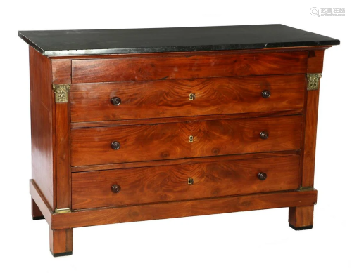 Mahogany veneer 4-drawer chest