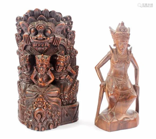 Indian wooden bombarded sculpture