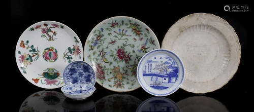 6 various Asian saucers