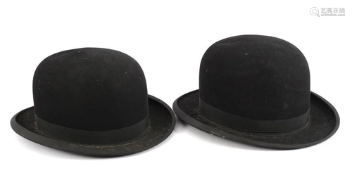 2 English bowler hats