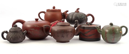 Collection of 7 teapots