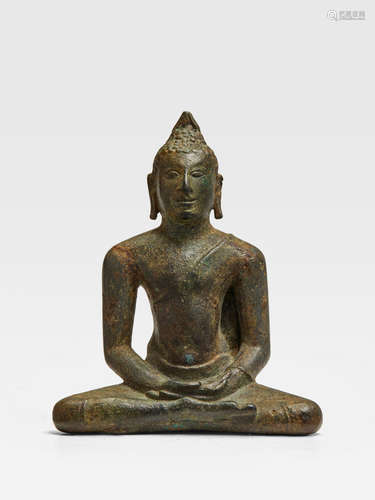 A COPPER ALLOY FIGURE OF BUDDHA SRI LANKA, ANURADHAPURA PERIOD, 8TH CENTURY