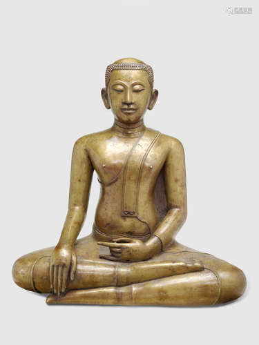 A COPPER ALLOY FIGURE OF AN ARHAT THAILAND, AYUTTHAYA PERIOD, 16TH/17TH CENTURY