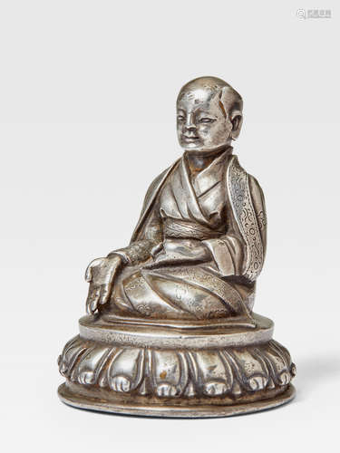 A SILVER FIGURE OF SACHEN KUNGA NYINGPO TIBET, CIRCA 16TH CENTURY