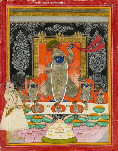 TILKAYAT DAUJI II CELEBRATING ANNAKUT BEFORE SHRI NATHJI NATHDWARA, CIRCA 1810