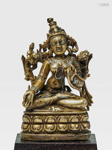 A SILVER AND COPPER INLAID BRASS FIGURE OF SITATARA NORTHEASTERN INDIA, PALA PERIOD, 10TH/11TH CENTURY