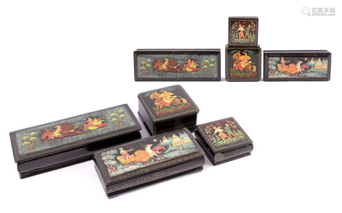 4 Russian lacquer boxes