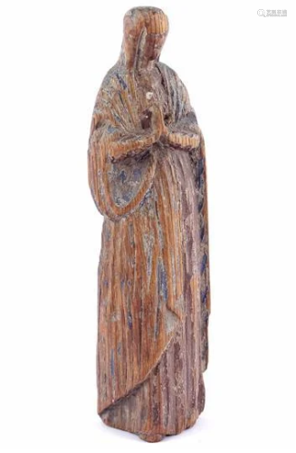 Antique pine wood Madonna statue