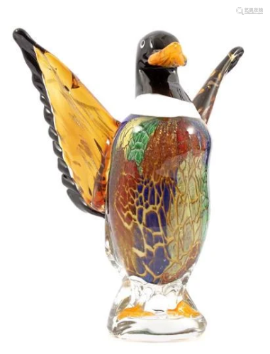 Colored glass duck 29.5 cm high