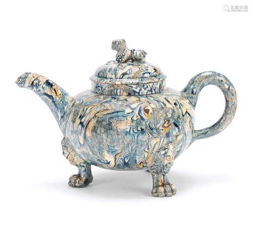 A Staffordshire solid agate teapot and cover, circa 1750-60