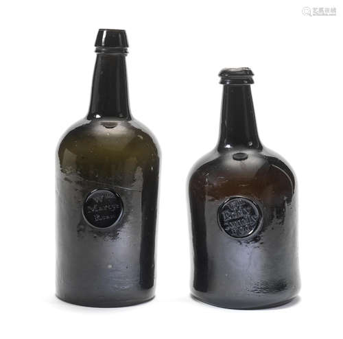 A sealed wine bottle, dated 1799, and a Ricketts sealed bottle