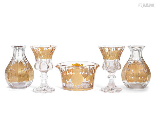 Six pieces of gilt glass from the 'Hertford Service', circa 1840-50