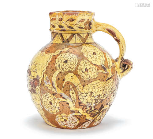 A North Devon slipware harvest jug, dated 1850