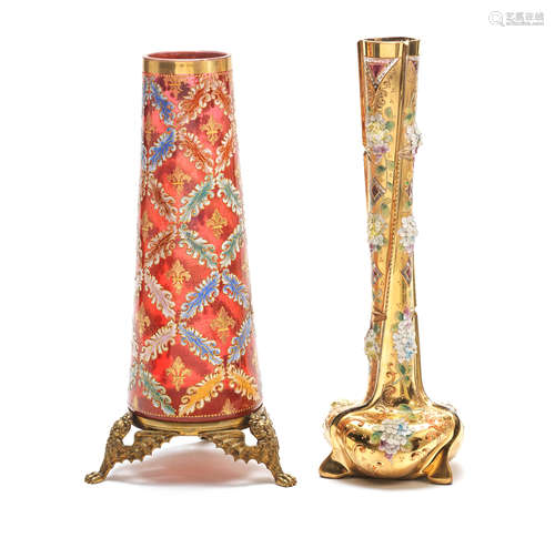 Two Moser enamelled and gilded vases, circa 1885