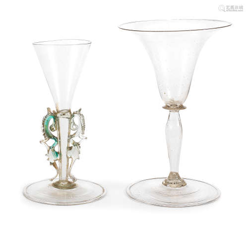 Two façon de Venise wine glasses, 17th century
