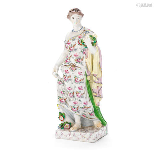 A large Bow figure of Flora, circa 1760