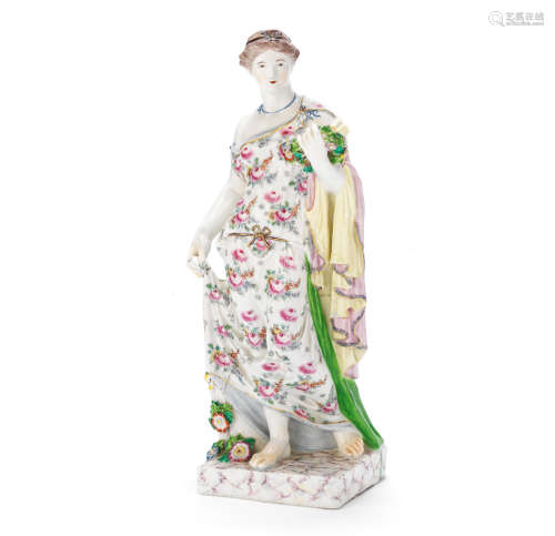 A large Bow figure of Flora, circa 1760