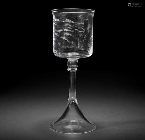 Carreg Cennen: A stipple engraved goblet by Simon Whistler, executed in 1989