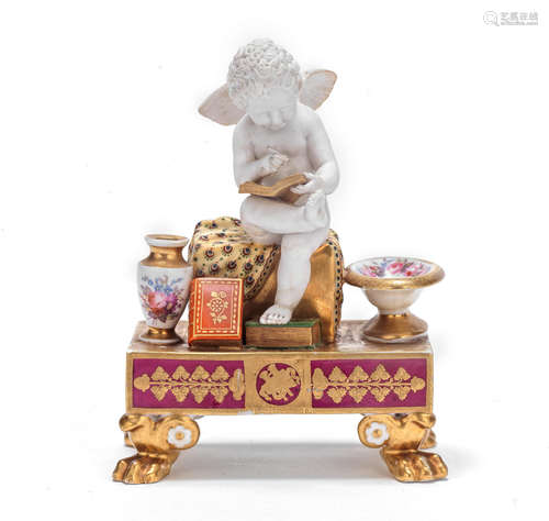 A Chamberlain figural inkstand, circa 1820-25