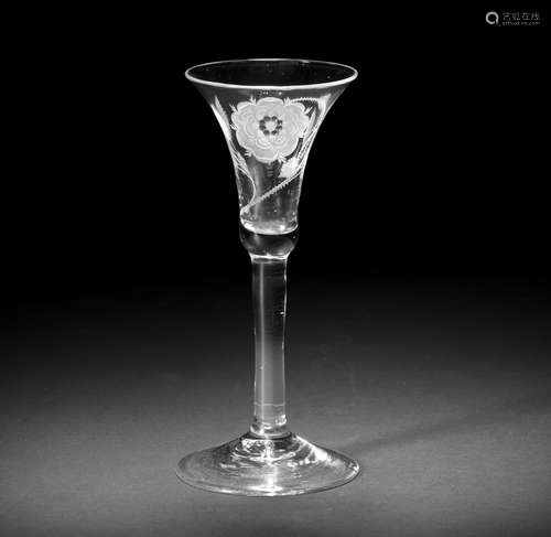 A Jacobite engraved wine glass, circa 1750