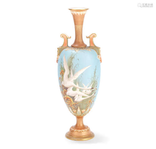 Royal Worcester vase by Charley Baldwyn, dated 1896 or 1897